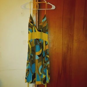 Vintage Mod Print Halter Dress, Women's Size S